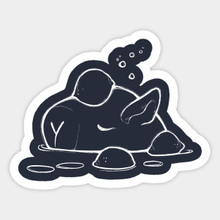 Capybara and Orange [White Lines] Sticker